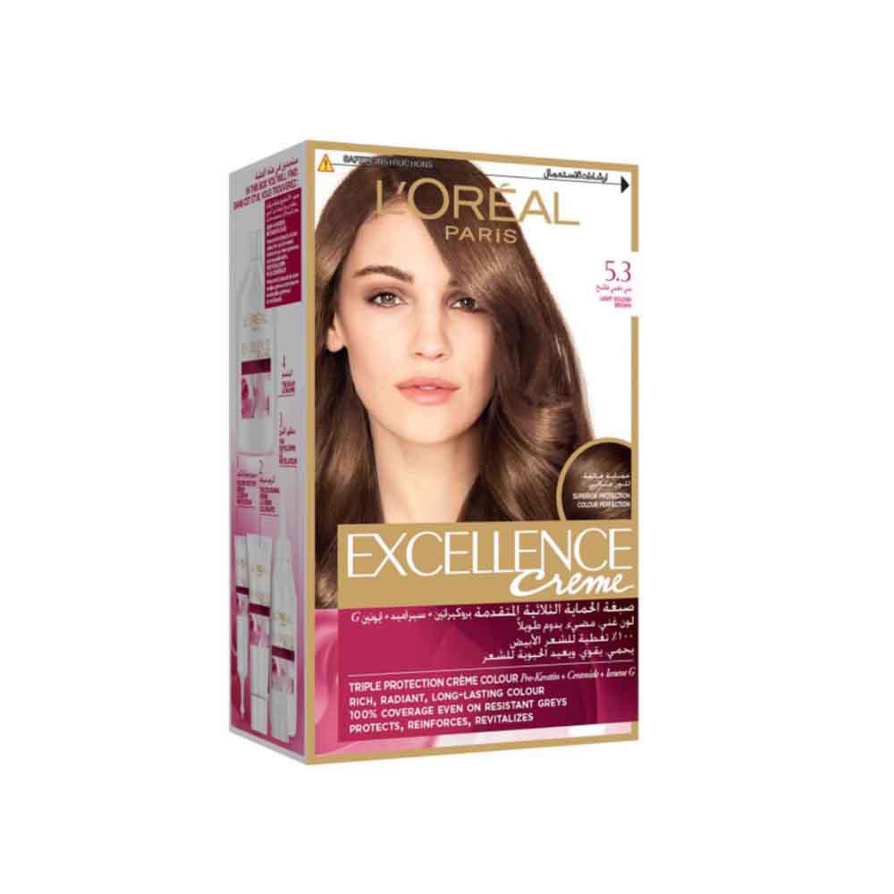 LOreal Paris Excellence Creme Permanent Hair Dye 53 Natural Golden Brown  3Pk 5011408064964  eBay