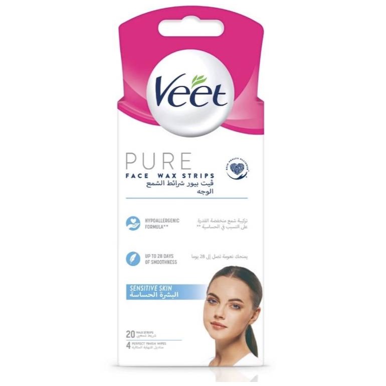 Veet Pure Face Wax Strips - 20 Strips - Cashmere Cosmetics